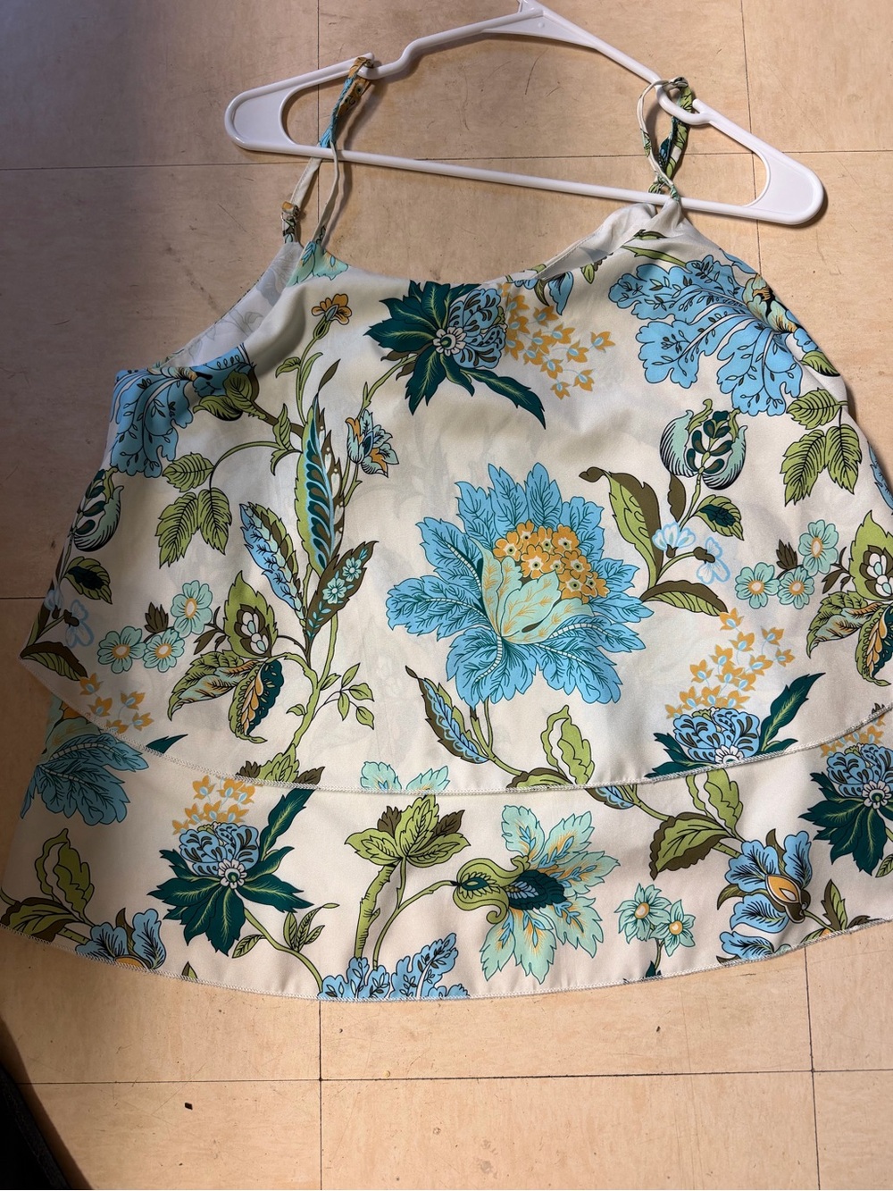 Floral Halter Cami Top in Cream and Blue